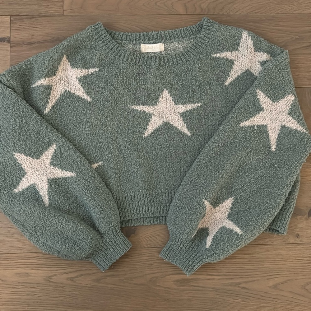 altard state green star cropped sweater size small